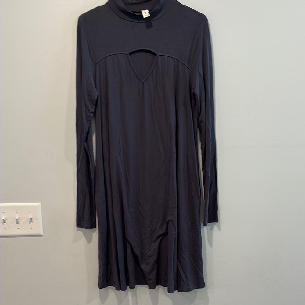 MTS Gray Long Sleeve Mock Neck Dress